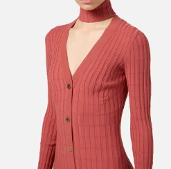 Abiti Midi|Abiti In Maglia|Elisabetta Franchi Abiti midi in viscosa a coste con bottoniera Ombretto