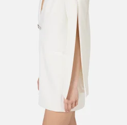 Mini Abiti|Abiti|Elisabetta Franchi Abito boxy in crêpe con revers in raso Avorio