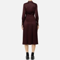 Abiti Midi|Abiti|Elisabetta Franchi Abito chemisier in crêpe con tasche RougeNoir