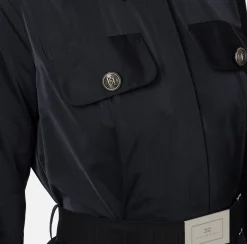 Abiti Midi|Abiti|Elisabetta Franchi Abito chemisier midi in nylon con cintura Nero