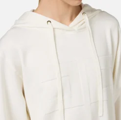 Mini Abiti|Abiti In Maglia|Elisabetta Franchi Abito felpa in viscosa con ricamo logo Avorio