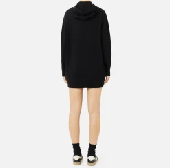 Mini Abiti|Abiti In Maglia|Elisabetta Franchi Abito felpa in viscosa con ricamo logo Nero