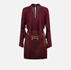 Mini Abiti|Abiti|Elisabetta Franchi Abito frange con camicia e foulard Navy