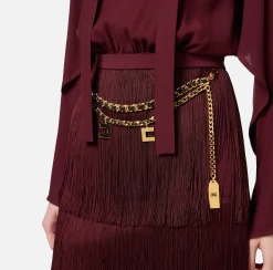 Mini Abiti|Abiti|Elisabetta Franchi Abito frange con camicia e foulard Navy