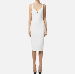 Abiti Midi|Abiti Tubino|Elisabetta Franchi Abito midi in crêpe stretch taglio coppe Avorio