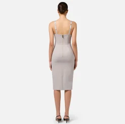 Abiti Midi|Abiti Tubino|Elisabetta Franchi Abito midi in fresco lana mélange Perla