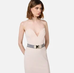 Abiti Midi|Abiti Tubino|Elisabetta Franchi Abito midi in fresco lana con cintura Lattice