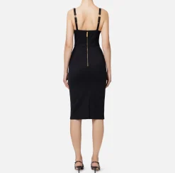Abiti Midi|Abiti Tubino|Elisabetta Franchi Abito midi in fresco lana mélange Nero