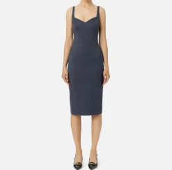 Abiti Midi|Abiti Tubino|Elisabetta Franchi Abito midi in fresco lana mélange Navy