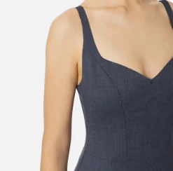 Abiti Midi|Abiti Tubino|Elisabetta Franchi Abito midi in fresco lana mélange Navy