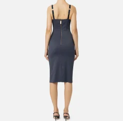 Abiti Midi|Abiti Tubino|Elisabetta Franchi Abito midi in fresco lana mélange Navy
