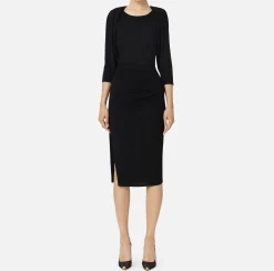 Abiti Midi|Abiti|Elisabetta Franchi Abito midi in jersey con zip sul fianco Nero