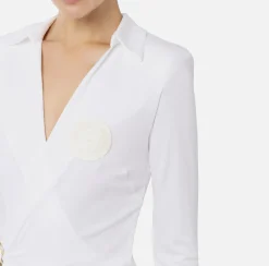 Abiti Midi|Abiti|Elisabetta Franchi Abito midi in jersey con nodo laterale Avorio