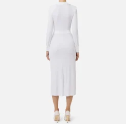 Abiti Midi|Abiti|Elisabetta Franchi Abito midi in jersey con nodo laterale Avorio