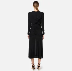 Abiti Midi|Abiti|Elisabetta Franchi Abito midi in jersey con cappuccio Nero