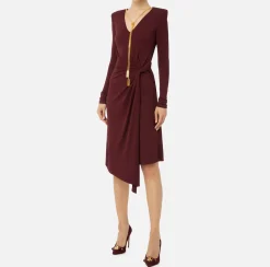 Abiti Midi|Abiti|Elisabetta Franchi Abito midi in jersey drappeggiato con collana RougeNoir