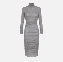 Abiti Midi|Abiti|Elisabetta Franchi Abito midi in jersey e lana con logo SteelMelange