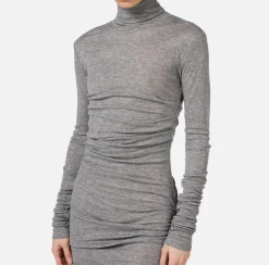 Abiti Midi|Abiti|Elisabetta Franchi Abito midi in jersey e lana con logo SteelMelange