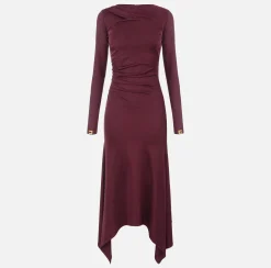 Abiti Midi|Abiti|Elisabetta Franchi Abito midi in jersey fluido con drappeggio RougeNoir