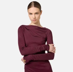 Abiti Midi|Abiti|Elisabetta Franchi Abito midi in jersey fluido con drappeggio RougeNoir