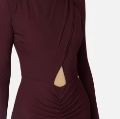 Abiti Midi|Abiti|Elisabetta Franchi Abito midi in jersey lucido con drappeggio RougeNoir