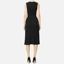 Abiti Midi|Abiti In Maglia|Elisabetta Franchi Abito midi in viscosa a costina plissé Nero