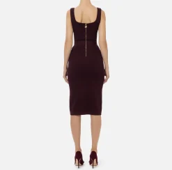 Abiti Midi|Abiti In Maglia|Elisabetta Franchi Abito midi in viscosa con catena RougeNoir