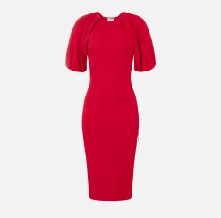 Abiti Midi|Abiti In Maglia|Elisabetta Franchi Abito midi in viscosa con dettaglio zip RedPassion