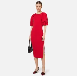 Abiti Midi|Abiti In Maglia|Elisabetta Franchi Abito midi in viscosa con dettaglio zip RedPassion