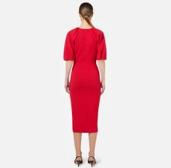 Abiti Midi|Abiti In Maglia|Elisabetta Franchi Abito midi in viscosa con dettaglio zip RedPassion