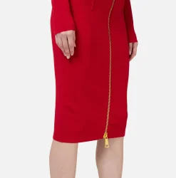 Abiti Midi|Abiti In Maglia|Elisabetta Franchi Abito midi in viscosa con zip RedPassion