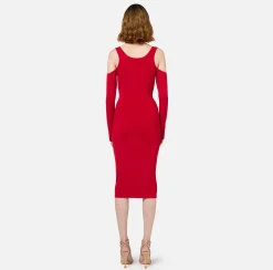 Abiti Midi|Abiti In Maglia|Elisabetta Franchi Abito midi in viscosa con zip RedPassion