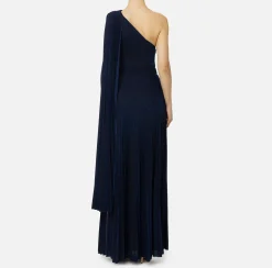 Abiti Red Carpet|Red Carpet|Elisabetta Franchi Abito monospalla red carpet in jersey lurex plissettato Navy