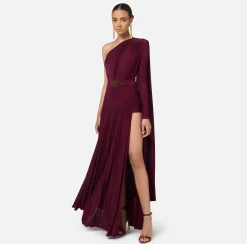 Abiti Red Carpet|Red Carpet|Elisabetta Franchi Abito monospalla red carpet in jersey lurex plissettato RougeNoir