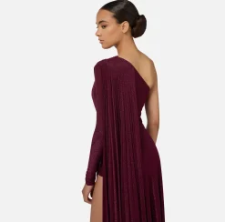 Abiti Red Carpet|Red Carpet|Elisabetta Franchi Abito monospalla red carpet in jersey lurex plissettato RougeNoir