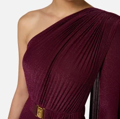 Abiti Red Carpet|Red Carpet|Elisabetta Franchi Abito monospalla red carpet in jersey lurex plissettato RougeNoir