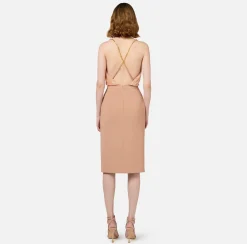 Abiti Red Carpet|Abiti Midi|Elisabetta Franchi Abito red carpet con top ricamato e gonna in jersey lurex Carne