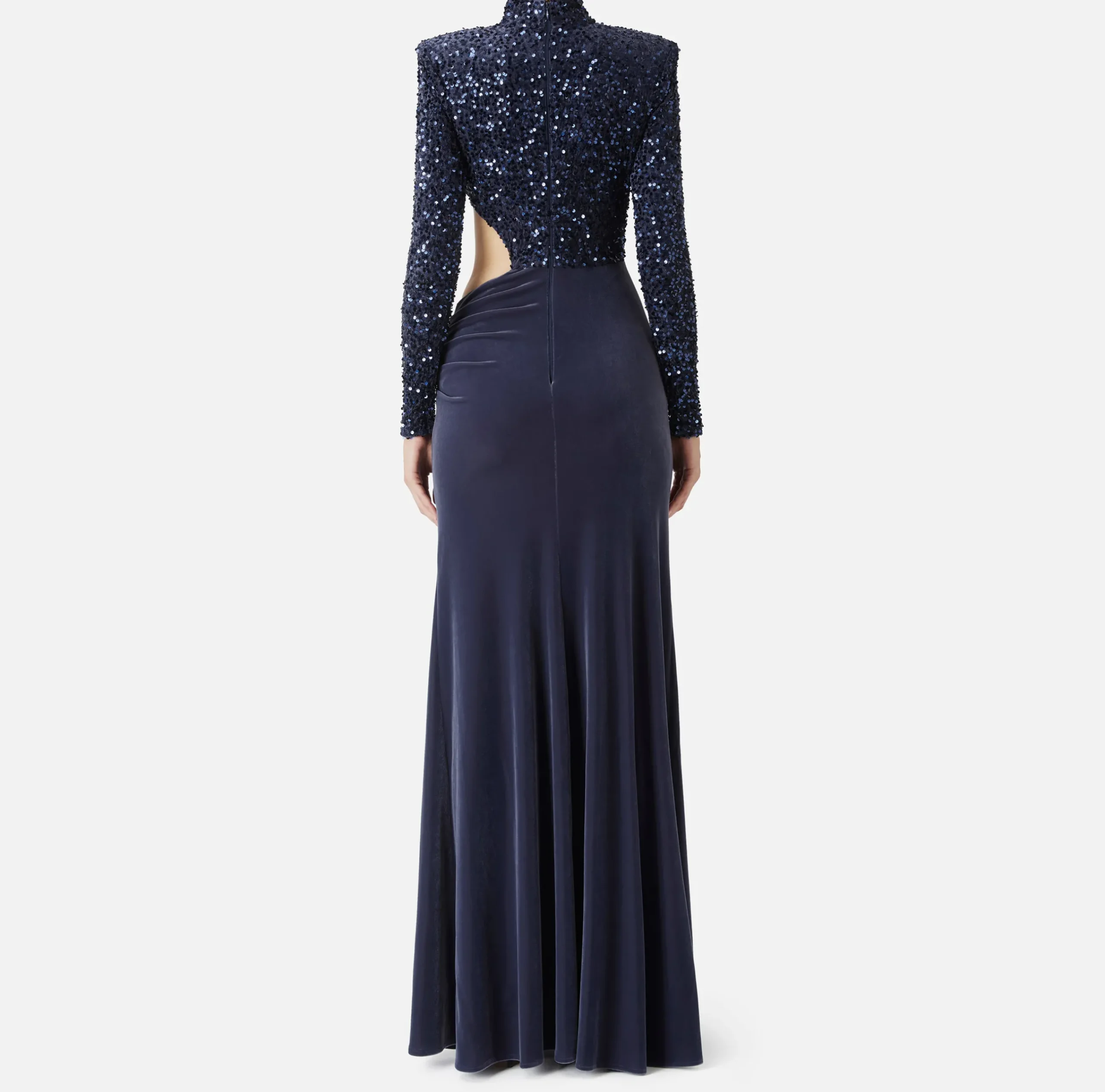 Abiti Red Carpet|Red Carpet|Elisabetta Franchi Abito red carpet in ciniglia ricamata con pailettes con cut-out Navy