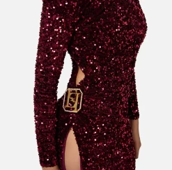 Abiti Red Carpet|Red Carpet|Elisabetta Franchi Abito red carpet in ciniglia ricamata con pailettes RougeNoir