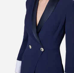 Abiti Red Carpet|Red Carpet|Elisabetta Franchi Abito red carpet in crêpe con revers in raso Navy