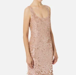 Abiti Red Carpet|Red Carpet|Elisabetta Franchi Abito red carpet in georgette ricamata con paillettes Carne