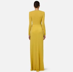 Abiti|Abiti Red Carpet|Elisabetta Franchi Abito red carpet in jersey lurex con nodo e accessorio logo Mimosa