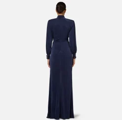 Abiti Red Carpet|Red Carpet|Elisabetta Franchi Abito red carpet in jersey cupro con nodo Navy
