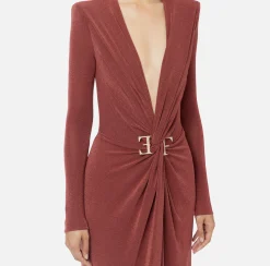 Abiti|Abiti Red Carpet|Elisabetta Franchi Abito red carpet in jersey lurex con nodo e accessorio logo Ombretto