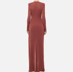 Abiti|Abiti Red Carpet|Elisabetta Franchi Abito red carpet in jersey lurex con nodo e accessorio logo Ombretto