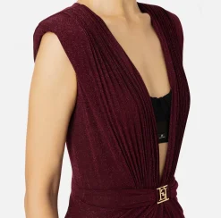 Abiti Red Carpet|Red Carpet|Elisabetta Franchi Abito red carpet in jersey lurex con reggiseno RougeNoir/Nero