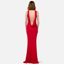 Abiti Red Carpet|Red Carpet|Elisabetta Franchi Abito red carpet in jersey con collana sulla schiena RedPassion