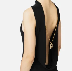 Abiti Red Carpet|Red Carpet|Elisabetta Franchi Abito red carpet in jersey con collana sulla schiena Nero