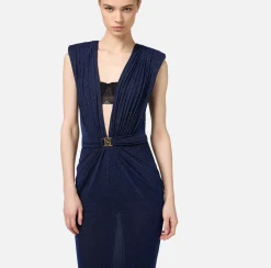 Abiti Red Carpet|Red Carpet|Elisabetta Franchi Abito red carpet in jersey lurex con reggiseno Navy/Nero