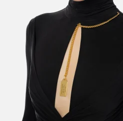 Abiti Red Carpet|Red Carpet|Elisabetta Franchi Abito red carpet in jersey drappeggiato con collana Nero